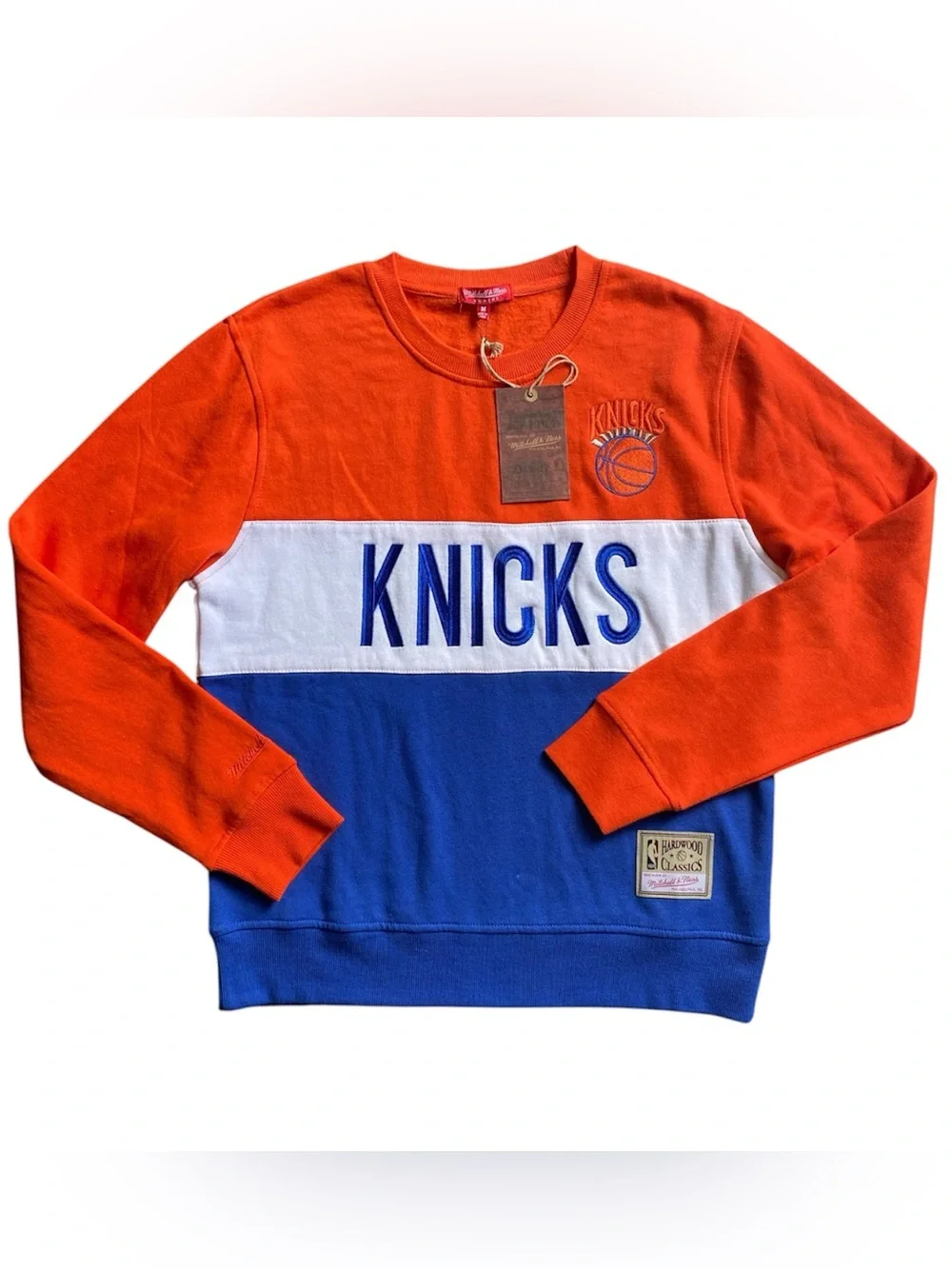 NWT Mitchell & Ness NY Knicks Crewneck Sweatshirt Womens M Hardwood Classic